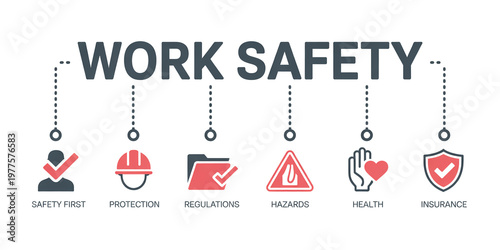 Minimalist infographic design with a work safety theme.