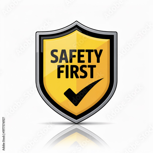 Professional safety themed graphic design with industrial icons.
