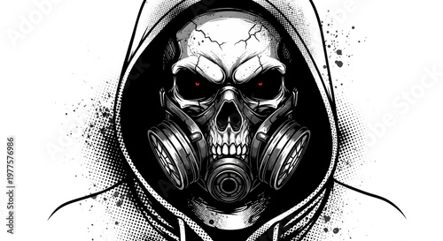 Skull with Gas Mask and Hoodie
