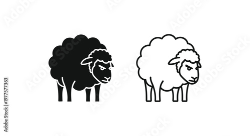 Black and White Ram Sheep Silhouette Vector Designs Vector