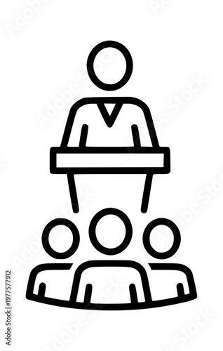 speaker presenting at a podium icon