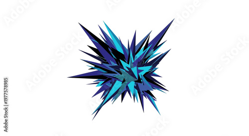 Abstract blue and black spiky explosion shape