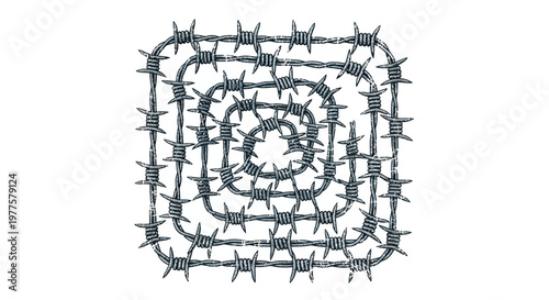 Barbed wire spiral, abstract security concept