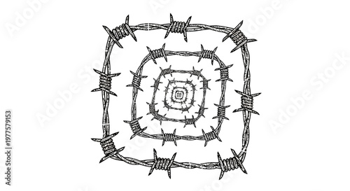 Barbed wire spiral, abstract, danger, confinement, security, prison, boundary