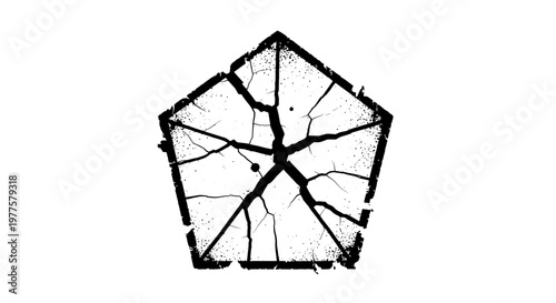 Cracked Pentagon Symbol Grunge Texture