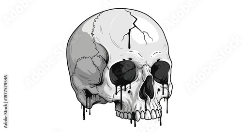 Melting Skull Dripping Black Liquid
