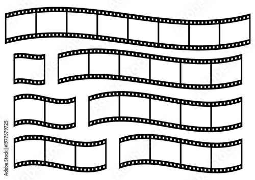 色々な長さの波打つフィルムのイラストのセット