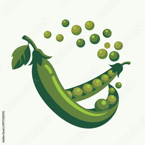 This artistic depiction features fresh green peas and their pods, emphasizing nature's bounty and healthy living for a vibrant, nutritious lifestyle.