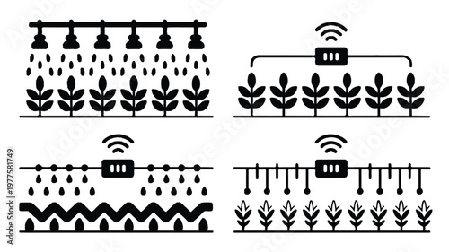 Smart farm irrigation systems with wireless control and various watering methods for efficient agriculture