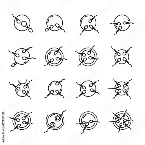 Sperm cells in petri dishes with circular motion and varying arrangements for medical research