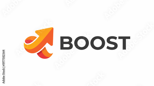 An upward arrow symbol representing growth and progress overlays the word 'BOOST,' conveying motivation, achieving goals, and the essence of personal development vividly.