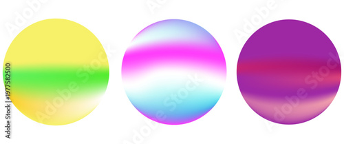 Set color circle gradient noise gradation. Abstract colorful watercolor blur mesh on isolated transparent background. Circle shape png.