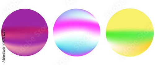 Set color circle gradient noise gradation. Abstract colorful watercolor blur mesh on isolated transparent background. Circle shape png.