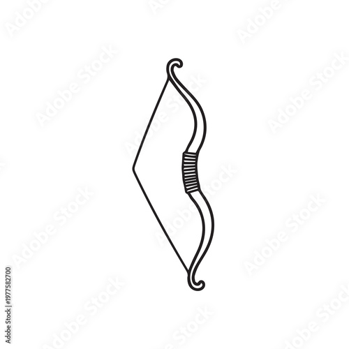 Traditional Bow and Arrow Outline Illustration Hunting Weapon Detail Sports Equipment Graphic Element Minimalist Style