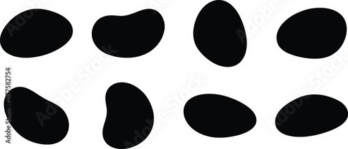 Abstract Organic Shapes Black Silhouettes on White Background illustration grid