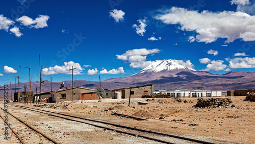 Photos The town of Ollagüe in Chile's Atacama Desert, with the Ollagüe volcano in the b