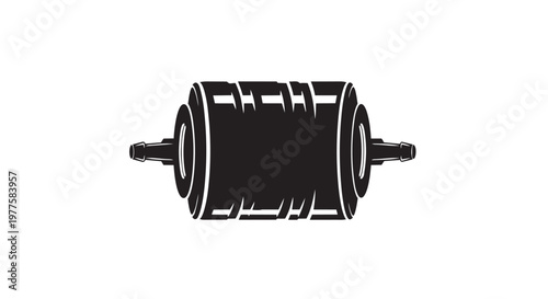 Black dumbbell, fitness equipment, weightlifting icon, vector graphic