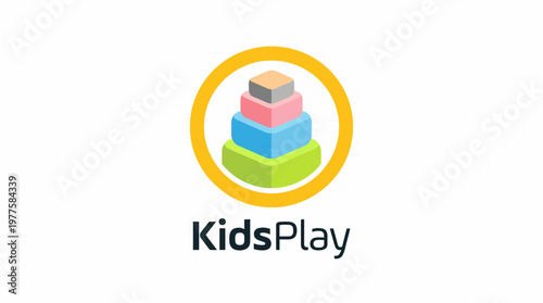 A playful logo featuring colorful building blocks signifies creativity and fun, emphasizing the joy of childhood and the importance of play in a child's development.