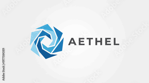 A contemporary logo design featuring an abstract swirl of blue shades, perfect for businesses seeking a fresh and professional visual identity.