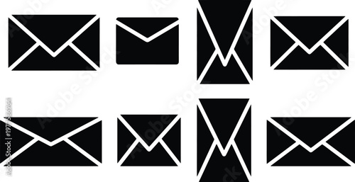 Black Envelope Icons in Various Orientations illustration af8d237036