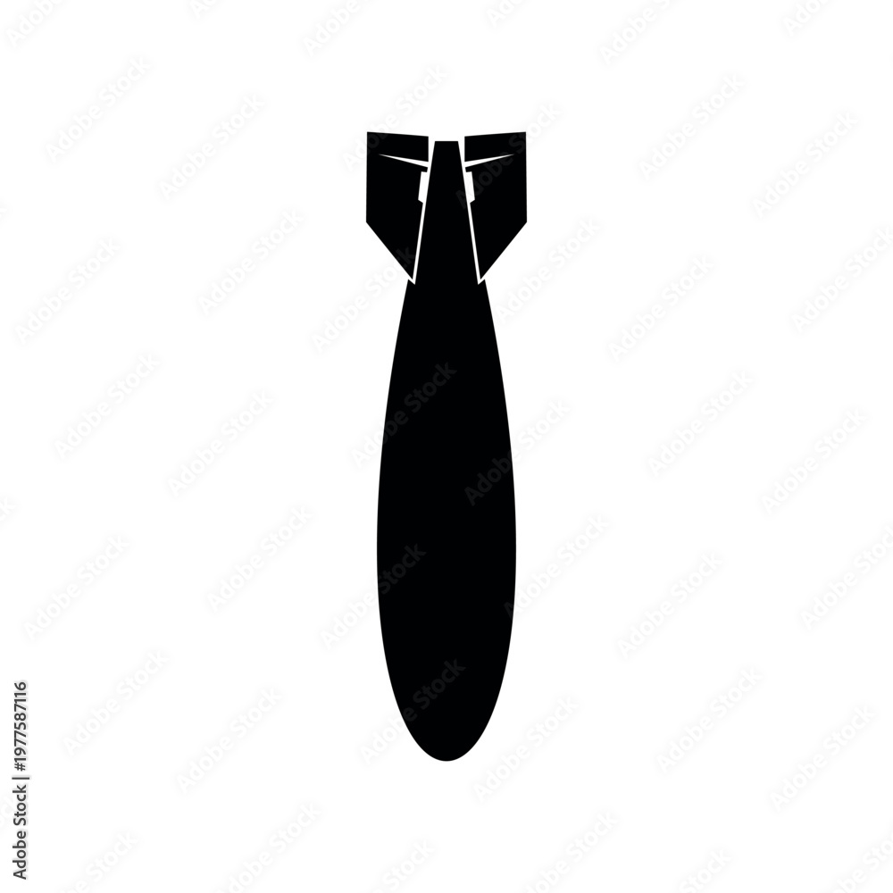 Obraz premium Military aircraft bomb silhouette vector flat illustration design.