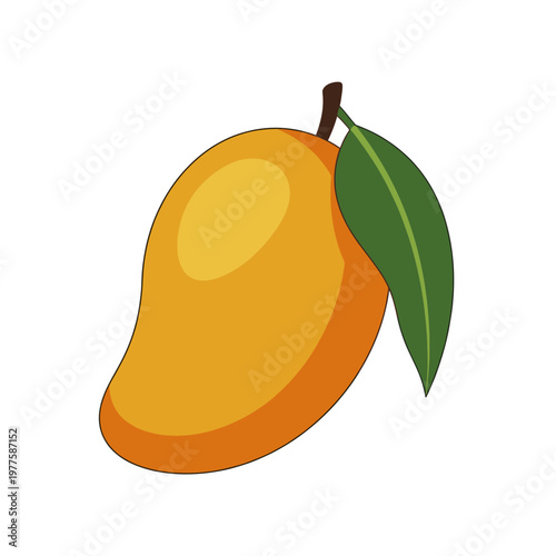 A bright, appealing mango is showcased prominently with its green leaf, representing freshness and natural sweetness in nature's bounty of fruits.