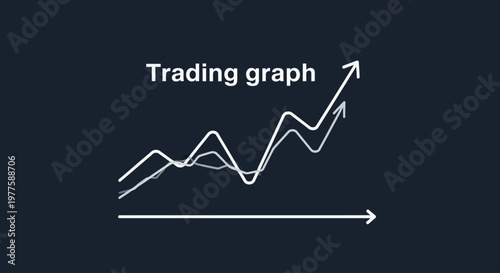 Trading graph showing rising market trend and growth.