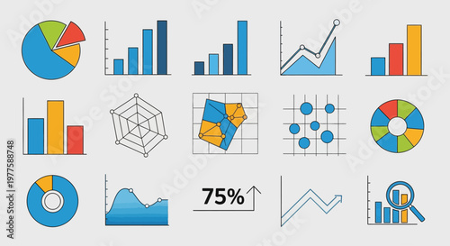Data Chart Icons And Graphs Collection.