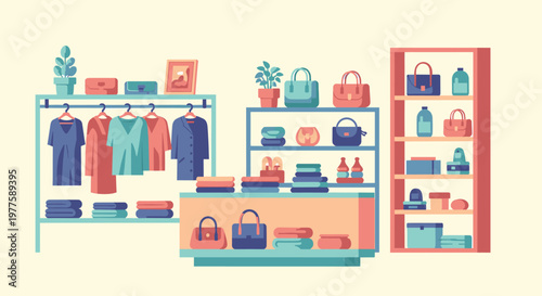 A clean and minimalist illustration of a closet shelf with neatly folded clothes, conveying order, tidiness, and a sense of calm organization. Ideal f