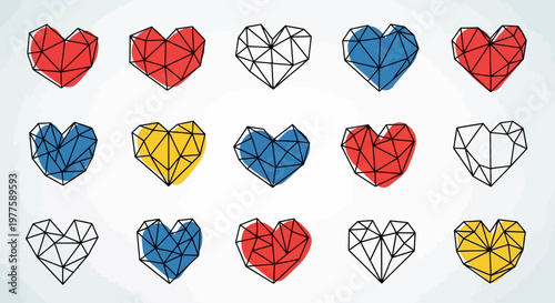 Colorful Patterns: Flowers and Hearts in Harmony	