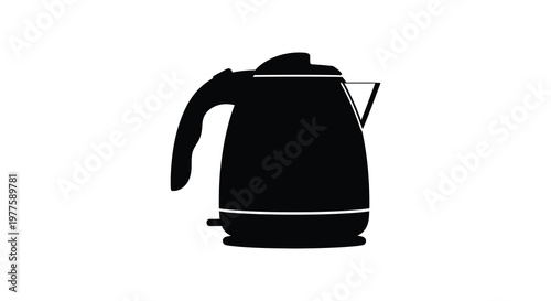 A simple black kettle illustration showcasing a stark contrasting silhouette