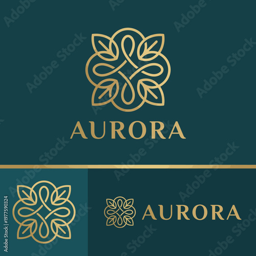 A sophisticated logo featuring intertwined leaves in a harmonious design, representing elegance and nature, suitable for upscale brands and businesses seeking a classy identity.