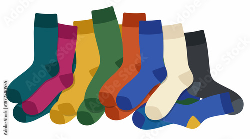 A collection of brightly colored socks arranged in a playful manner. The variety showcases styles that combine fun and fashion for every wardrobe choice.
