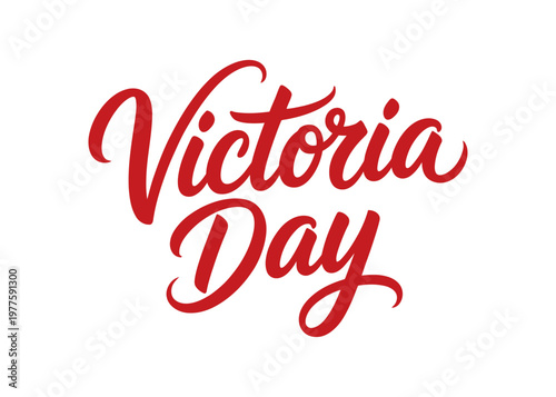 Victoria Day Handwritten Typography with Red Maple Leaf
