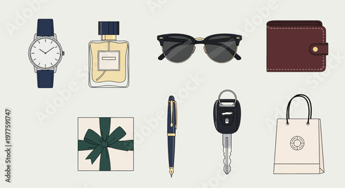 Collection of luxury personal accessories.