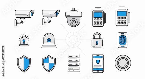 Security icons and protection symbols.