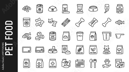 Pet food items including dry kibble, wet food can, pet food bowl, automatic feeder, food dispenser, water bowl, water dispenser,