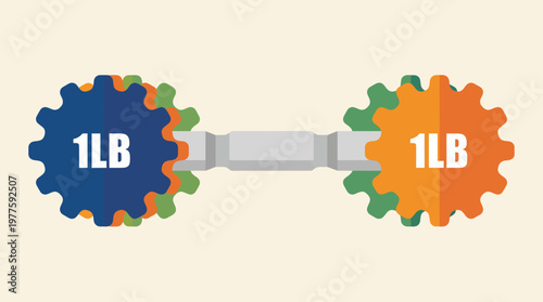 A vibrant and visually appealing illustration of dumbbells marked with '1 LB' on each weight, representing fitness and strength training.