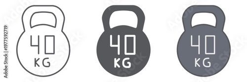 Kettlebell thin line icon, sport and gym, weight 40 kg sign, vector graphics, a linear pattern on a white background.