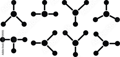 Collection of Abstract Molecular Structure Icons illustration node