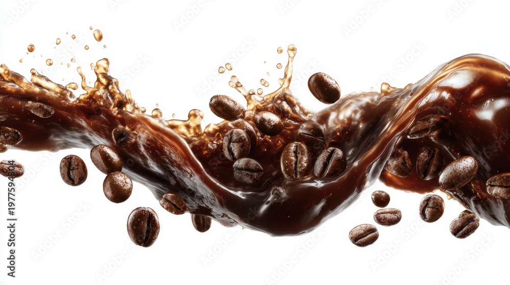 Fototapeta premium a lot of coffee benas flowing like in an ad 