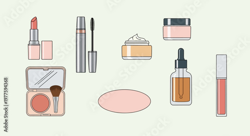 Collection of various makeup and cosmetics.