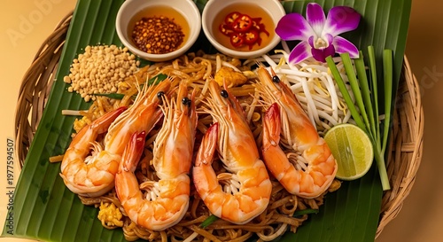 Title thai seafood platter grilled prawns spicy dips and vibrant garnishes description a beautifully presented thai seafood platter featuring grilled