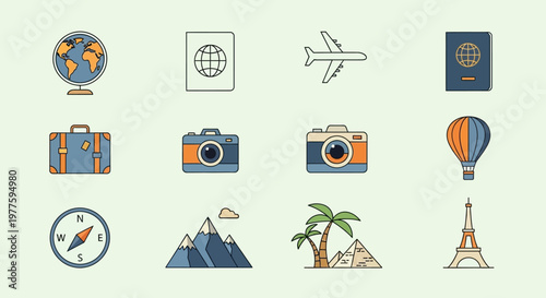 Travel icons and symbols collection.