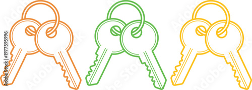 Colorful key rings displaying different shades of light and brightness