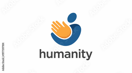 An impactful logo representing humanity, featuring two stylized hands in a supportive embrace, symbolizing altruism, community, and compassion for one another.