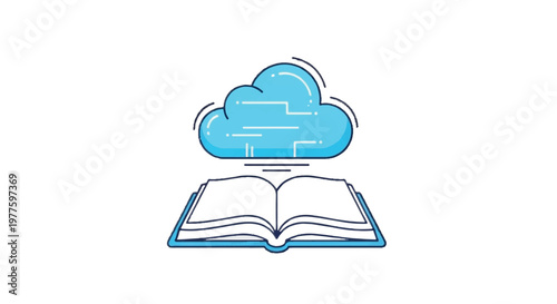 Cloud computing, online education, e-learning icon, book and cloud symbol