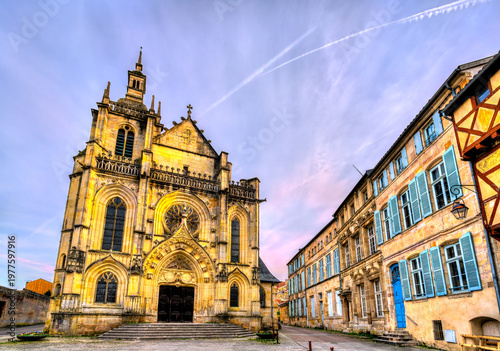 Photography A view of the Flamboyant Gothic facade of Saint Etienne Collegiate Church and hi