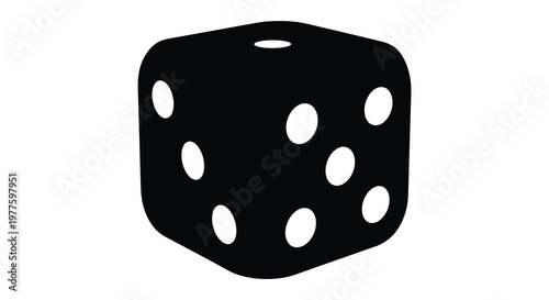Black die with five white pips a simple geometric silhouette