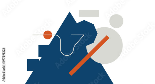 Abstract Geometric Sculpture In Blue And Orange.